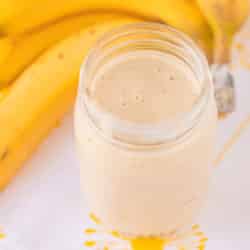 banana smoothie in a jar