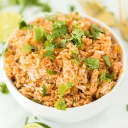 cooked mexican rice in a bowl.