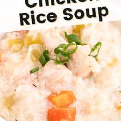 instant pot chicken rice soup pin