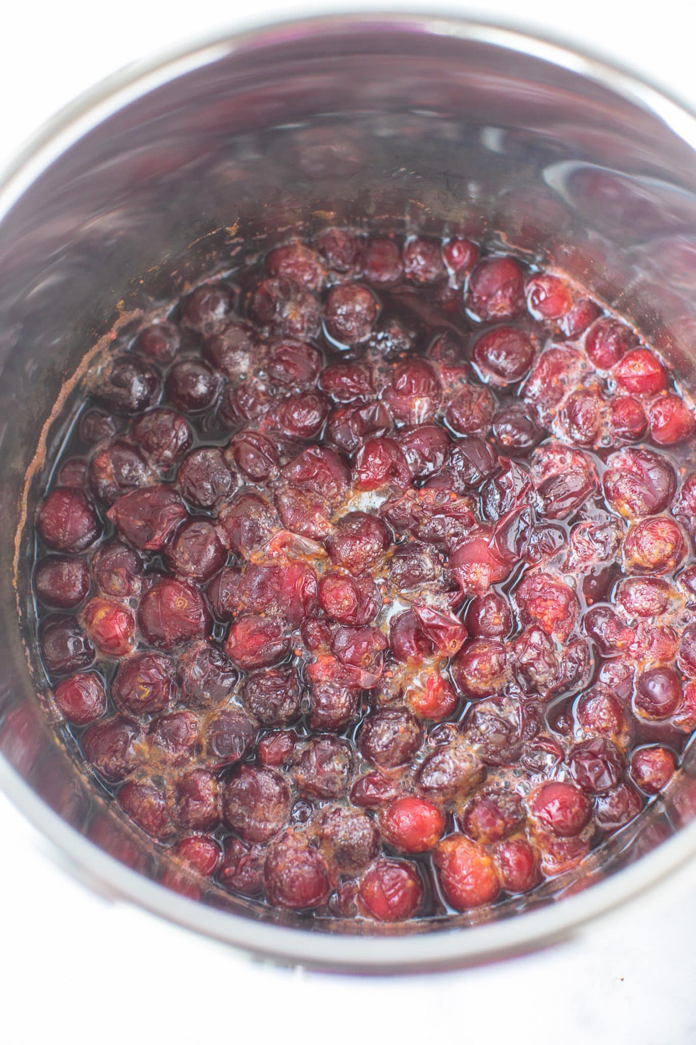 cooked cranberry relish in an instant pot pressure cooker.