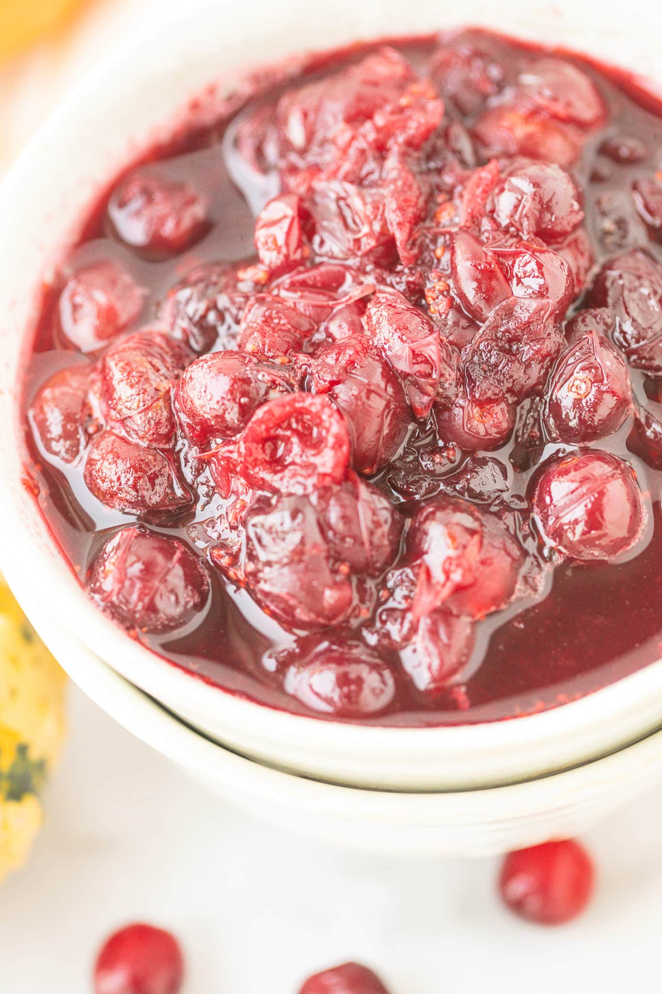 bowl of cranberry sauce.