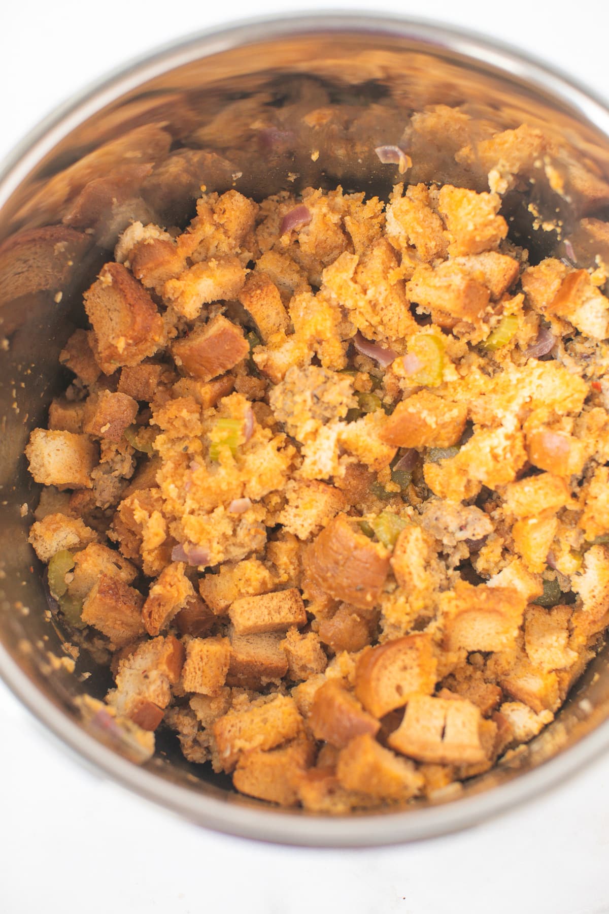 stuffing ingredients in the instant pot.