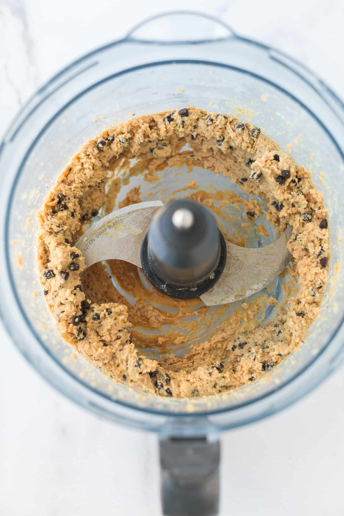 cookie dough mixed together in a food processor