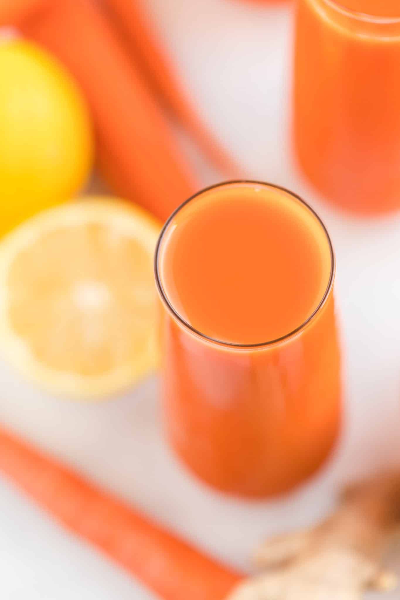tall glass of carrot orange juice
