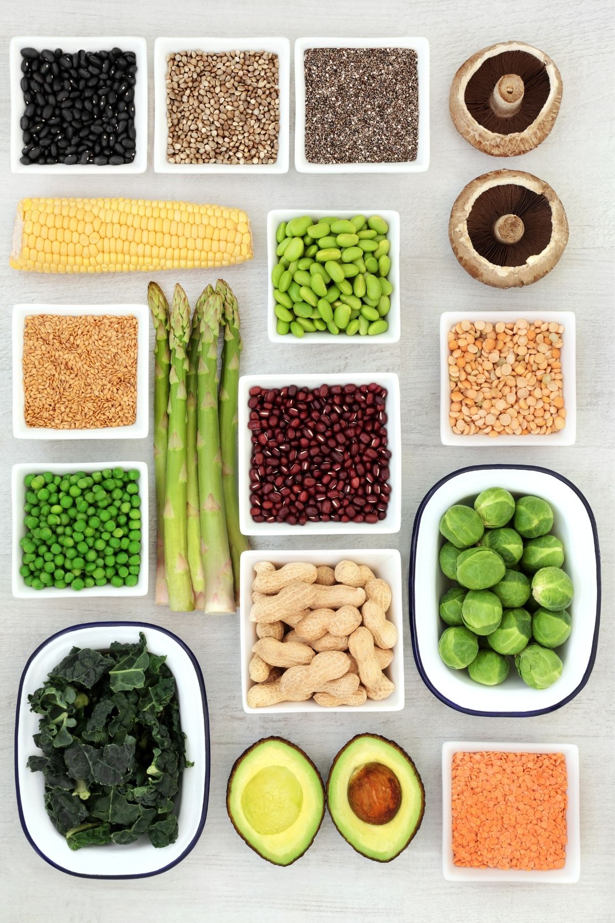 assortment of plant based foods on a table.