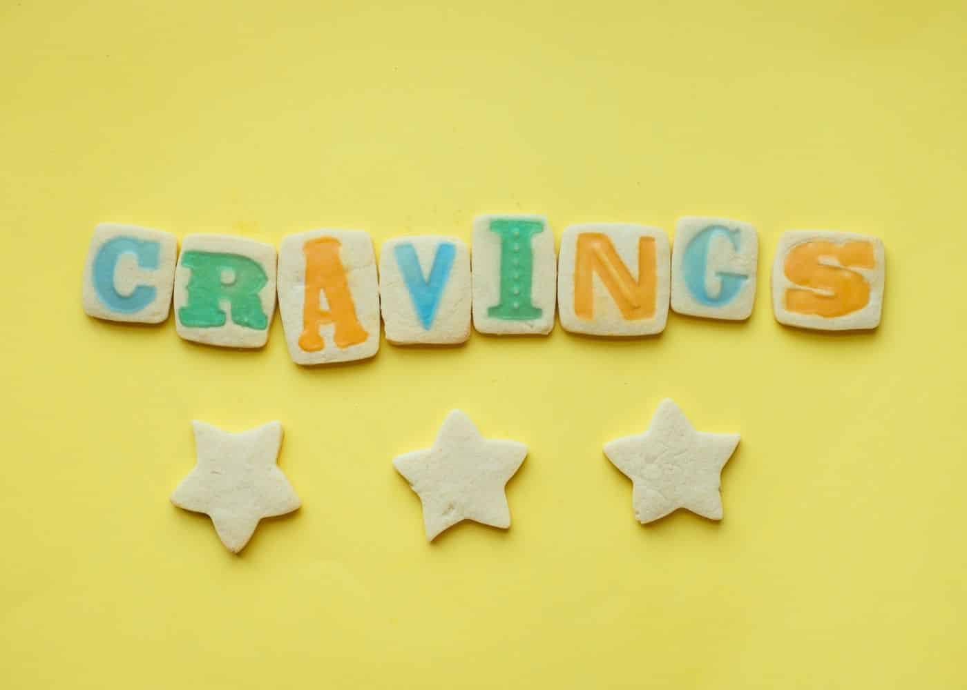 sign made out of sugar cookies that says cravings.