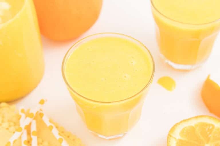 vitamix orange juice in glass.