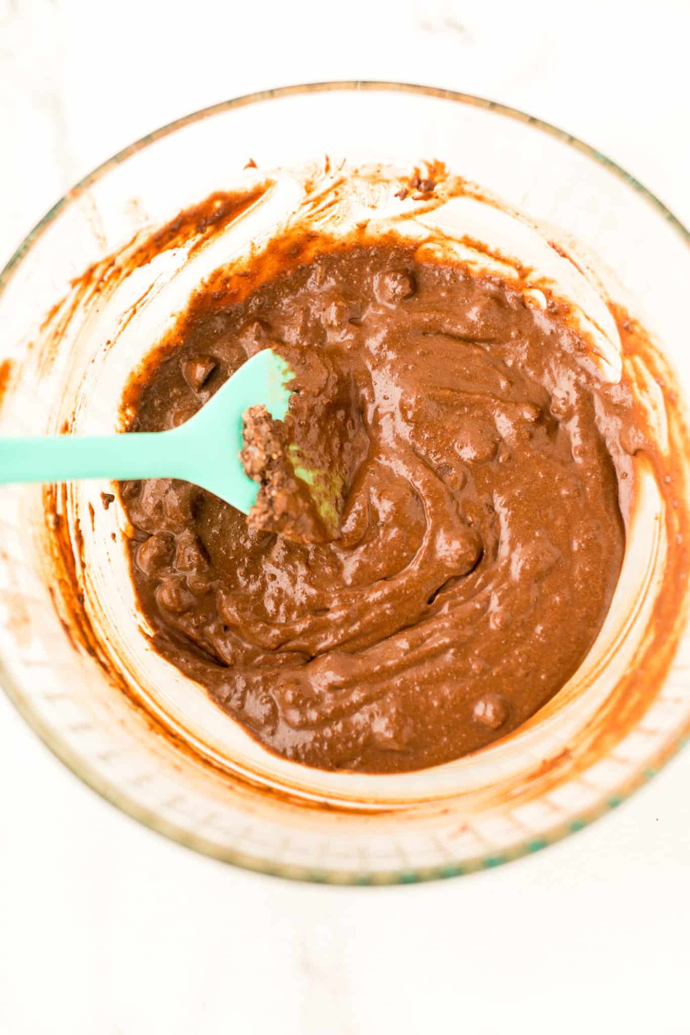brownie bite batter in a mixing bowl