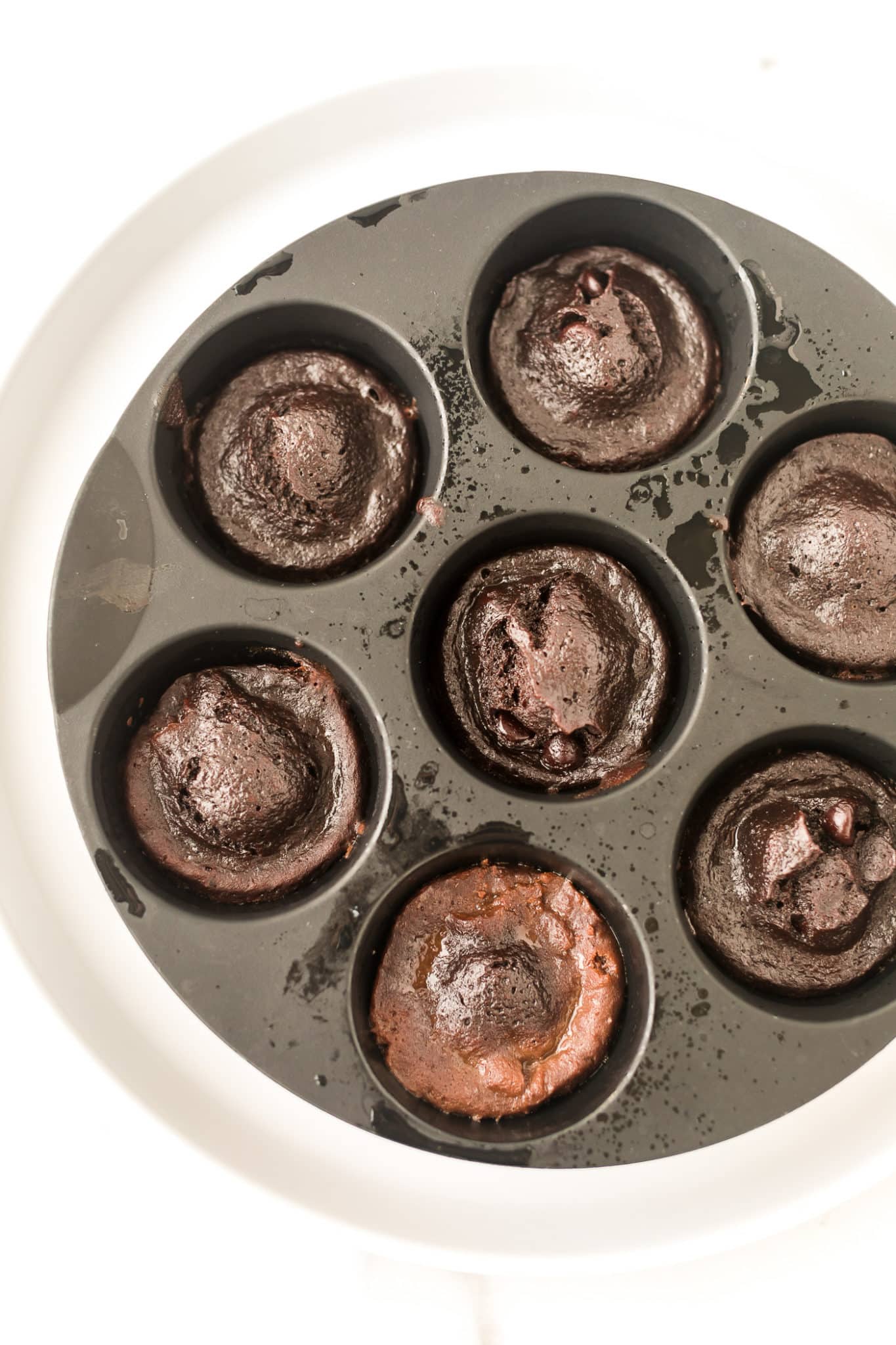 instant pot brownie bites cooked in a black silicone mold