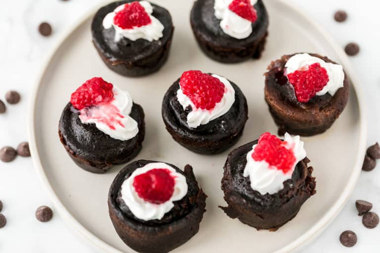 plate with brownie bites ready to be served