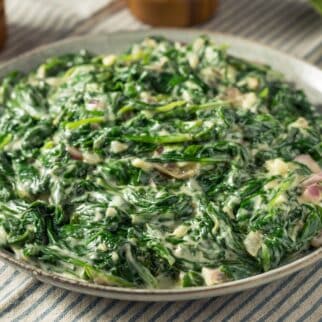 vegan creamed kale in serving bowl.