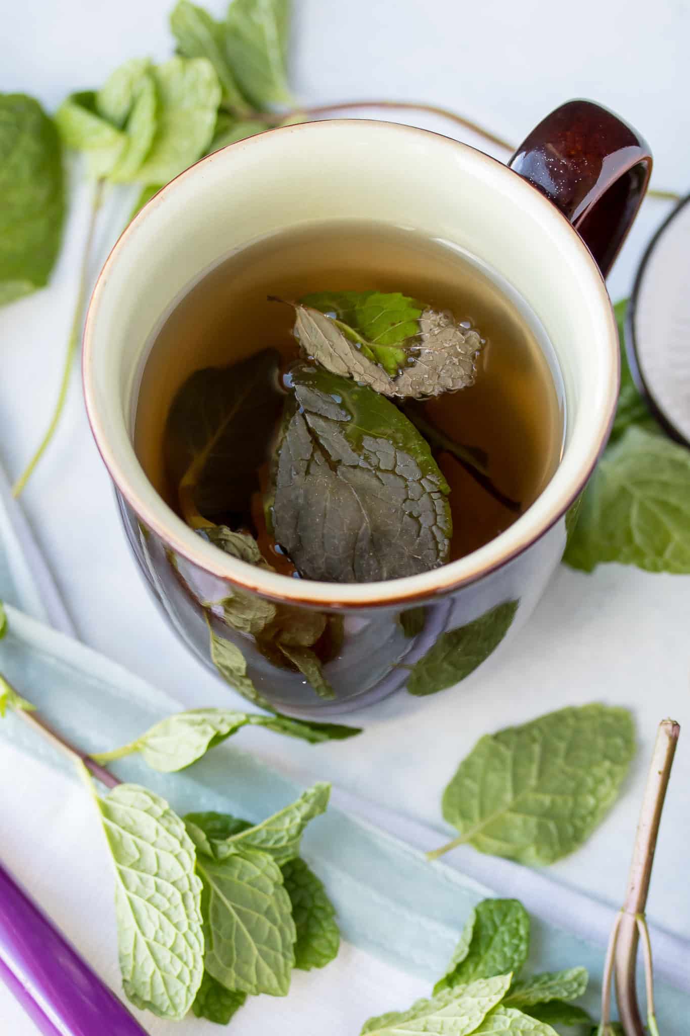 mug served with fresh mint leaves