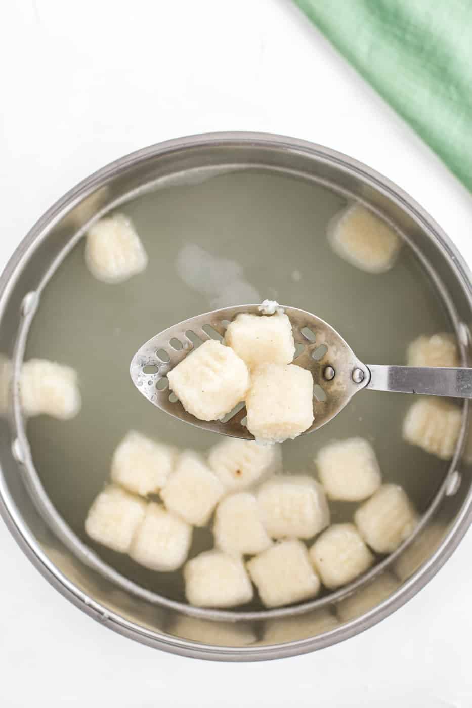 homemade gluten-free gnocchi boiled in water