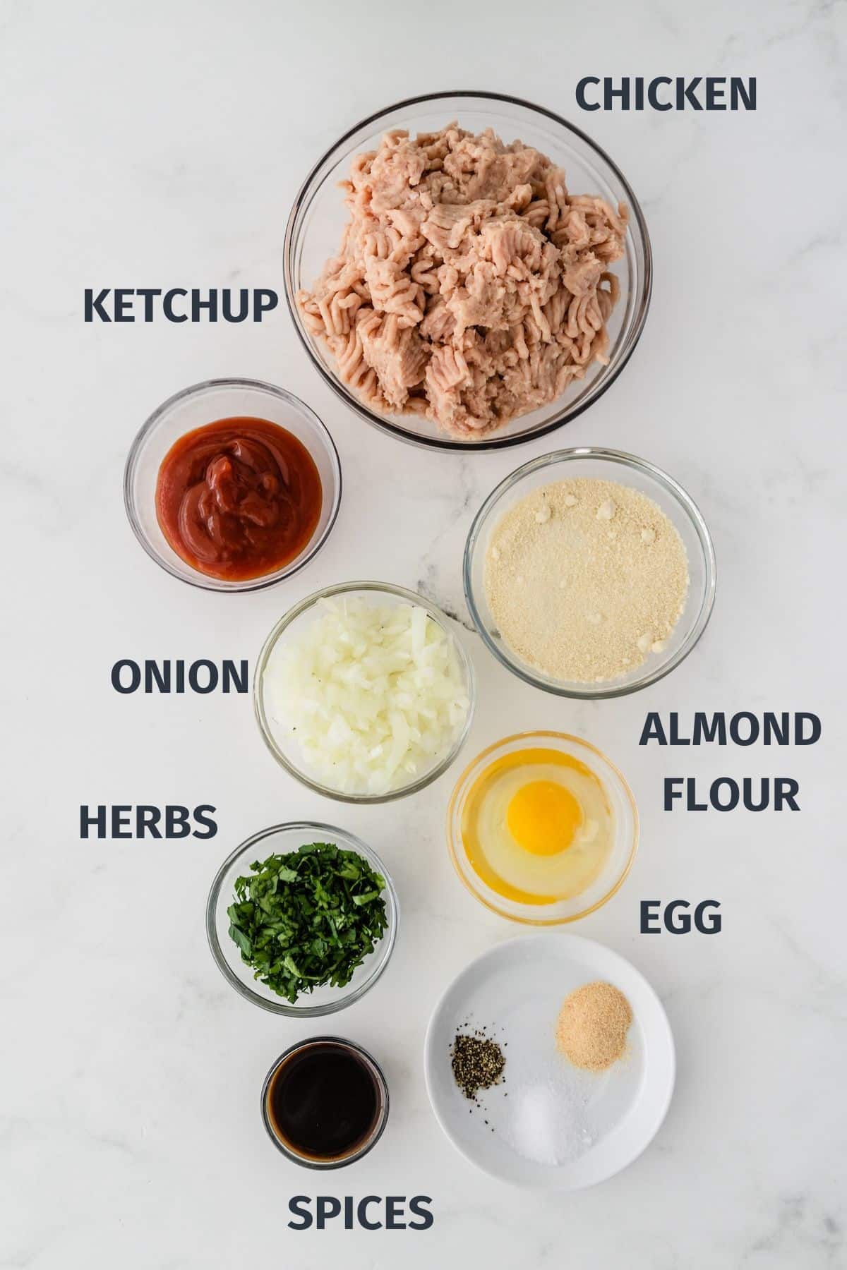 ingredients for healthy chicken meatloaf recipe.