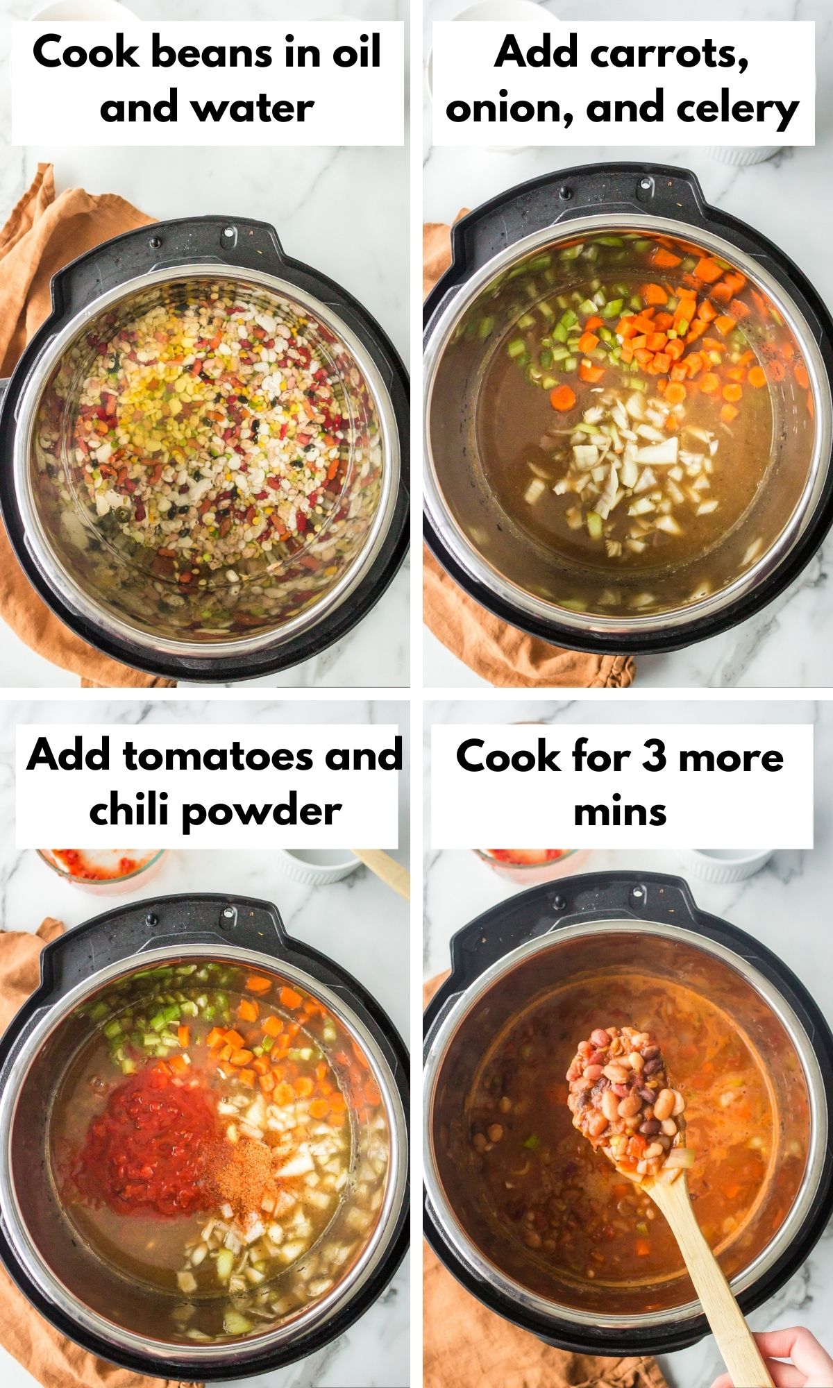 process photos with descriptions for instant pot 15 bean soup