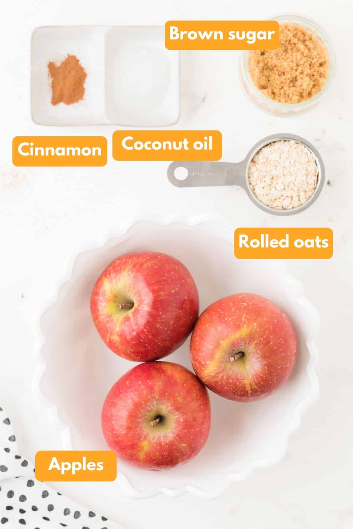 Ingredients for air fryer apples and oat filling