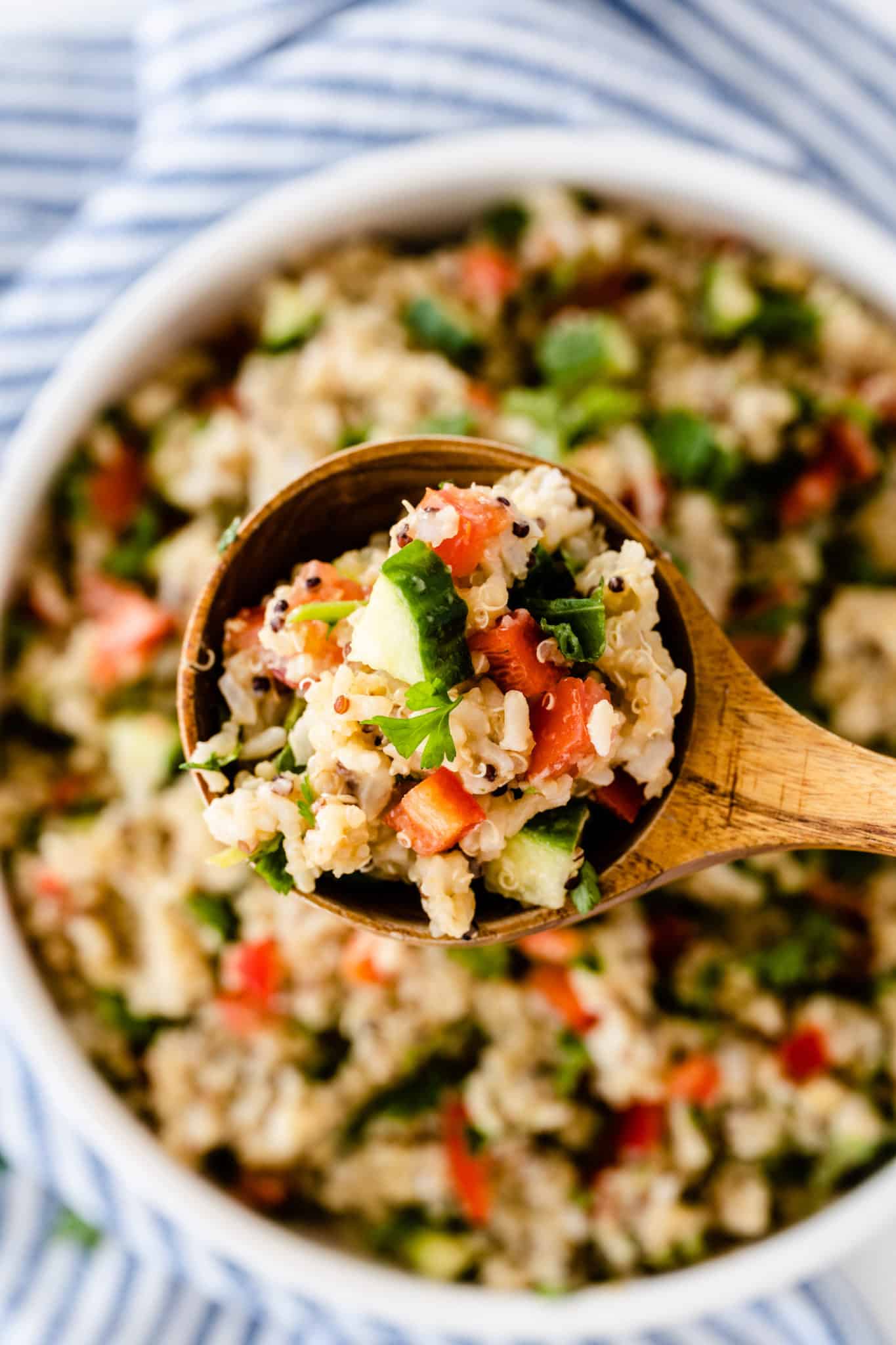 spoonful of costco quinoa salad