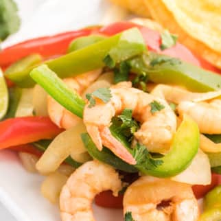 Sautéed shrimp and bell peppers