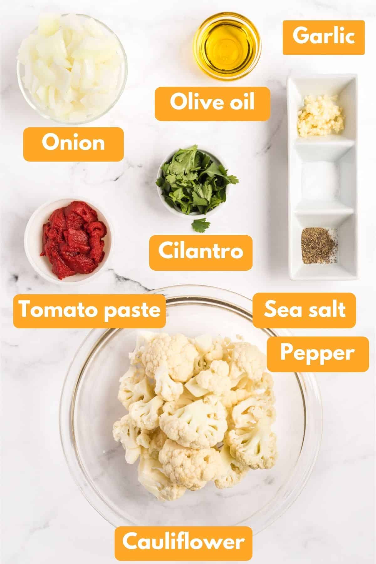Ingredients for mexican cauliflower rice