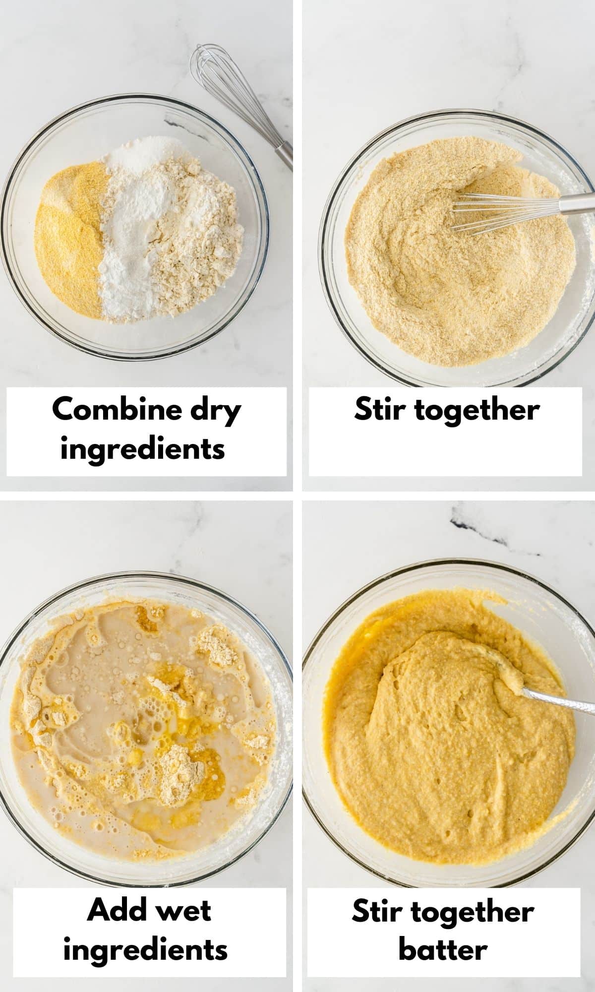 A picture of the dry ingredients with the wet ingredients then added to it to make the batter.