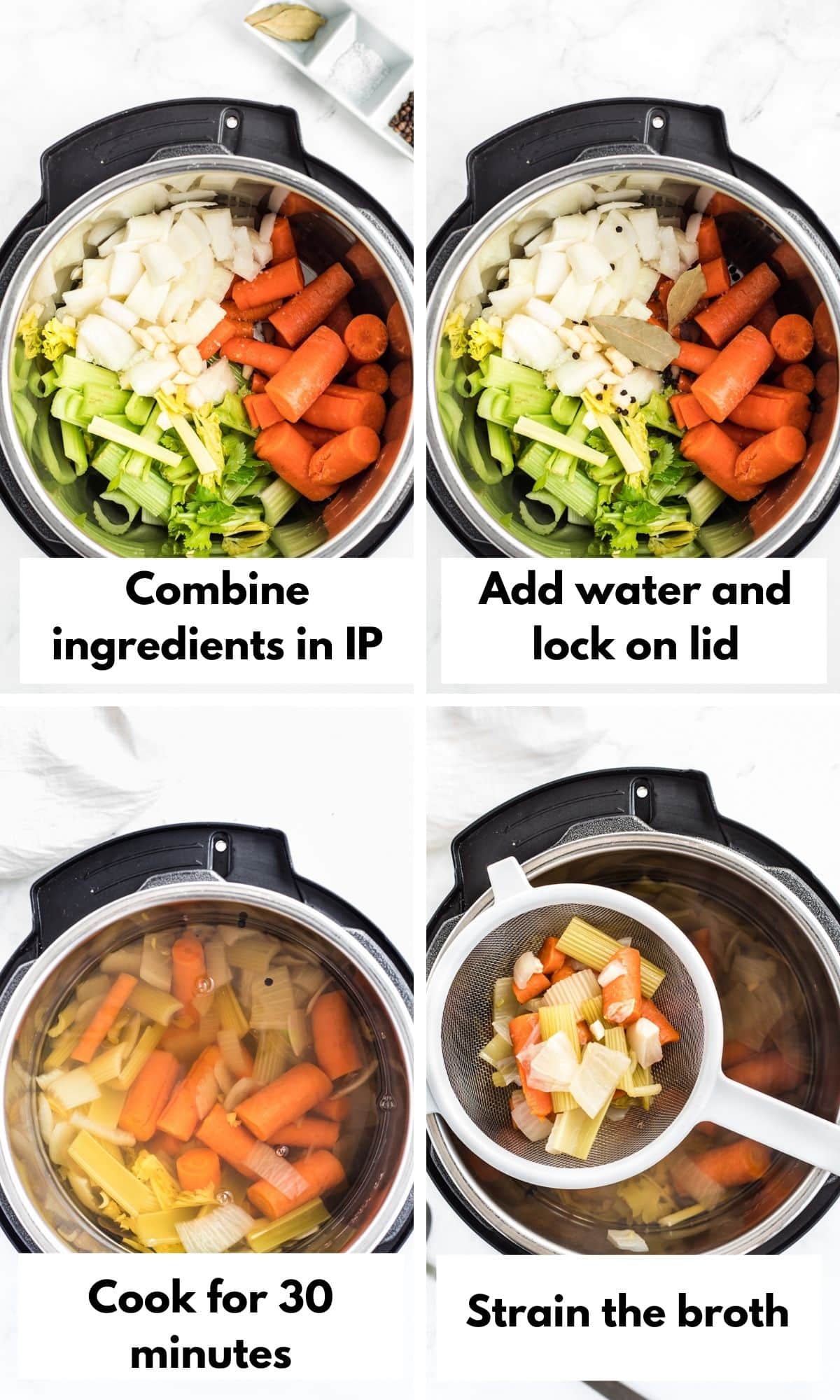process shot collage for instant pot vegetable broth