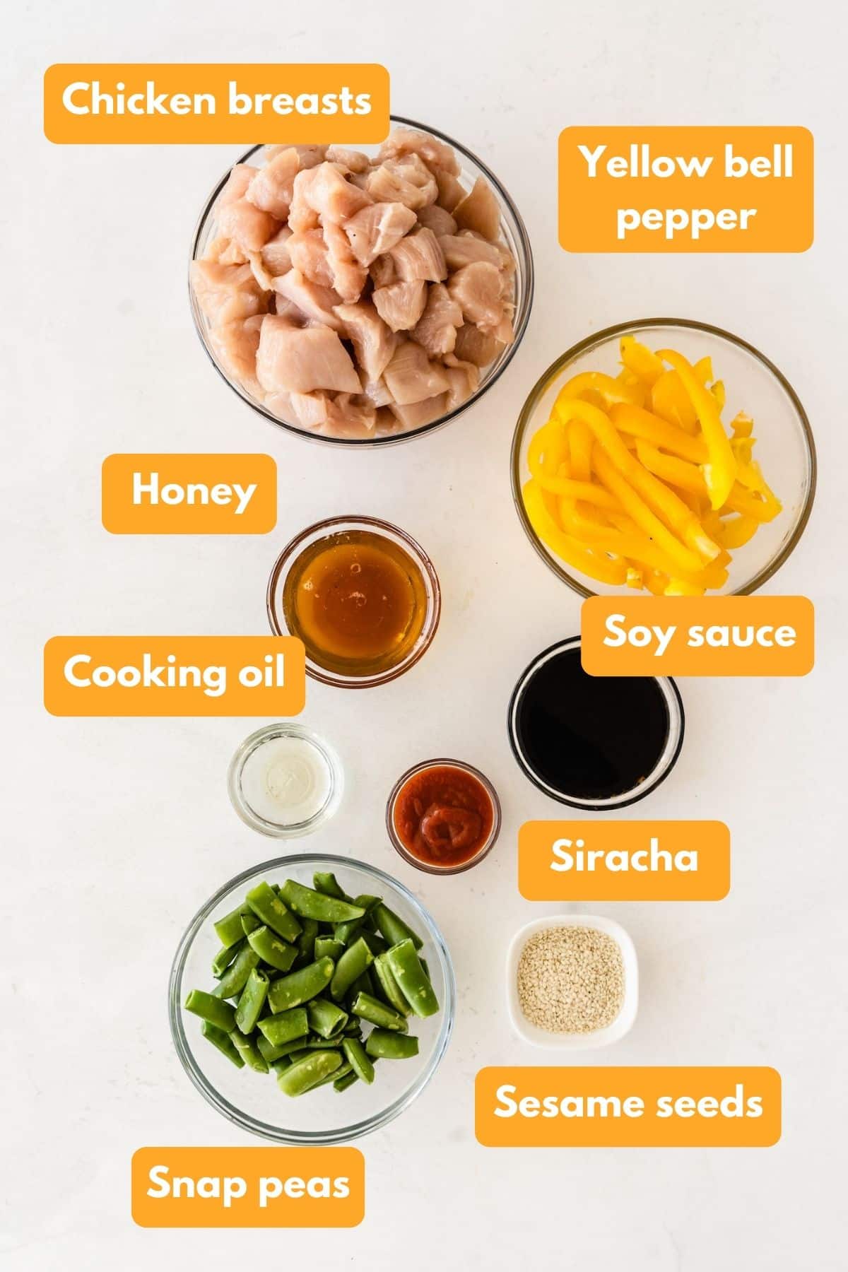 Ingredients for honey sesame chicken