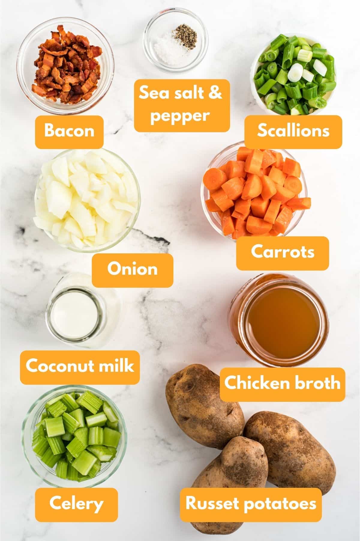 Ingredients for dairy-free potato soup