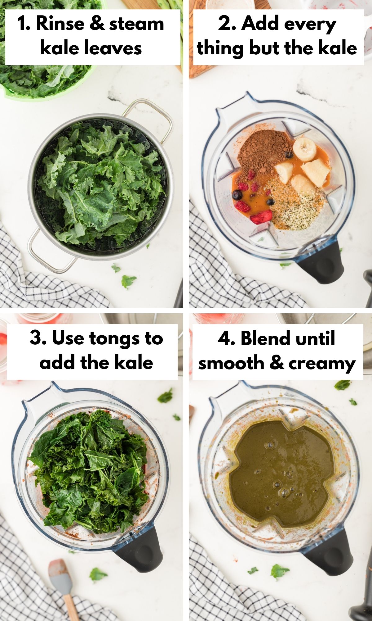 How to make a chocolate kale smoothie.