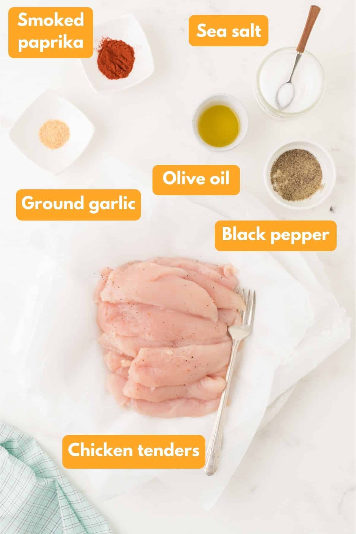 Ingredients for air fryer chicken tenders