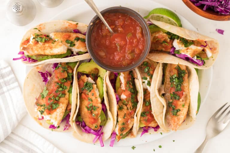 Fish tacos with salsa