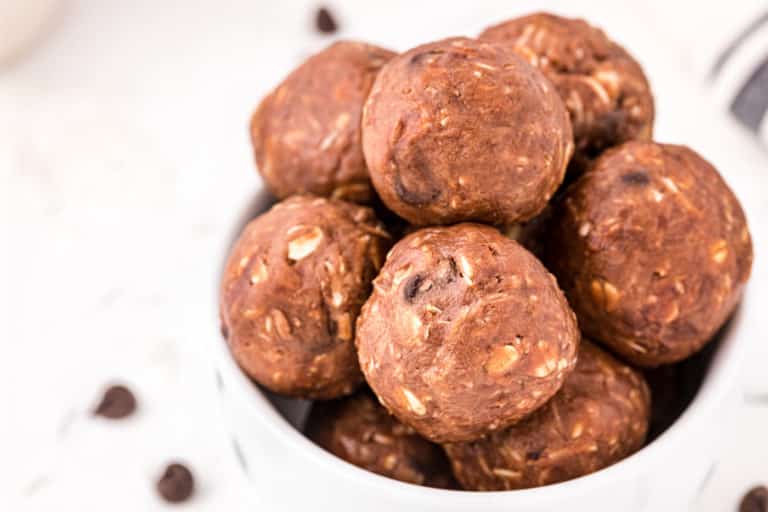 A bowl of nut butter energy balls