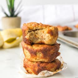 a stack of almond flour banana muffins