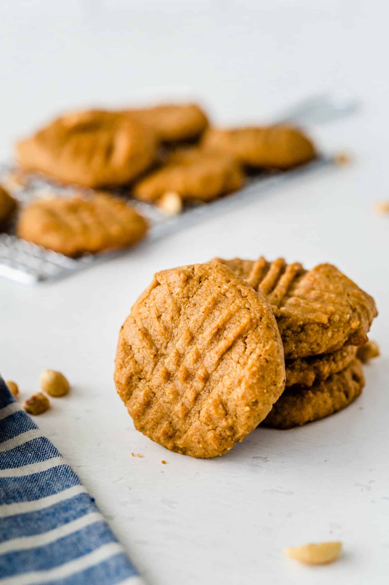 A stack of almond flour peanut butter cookies