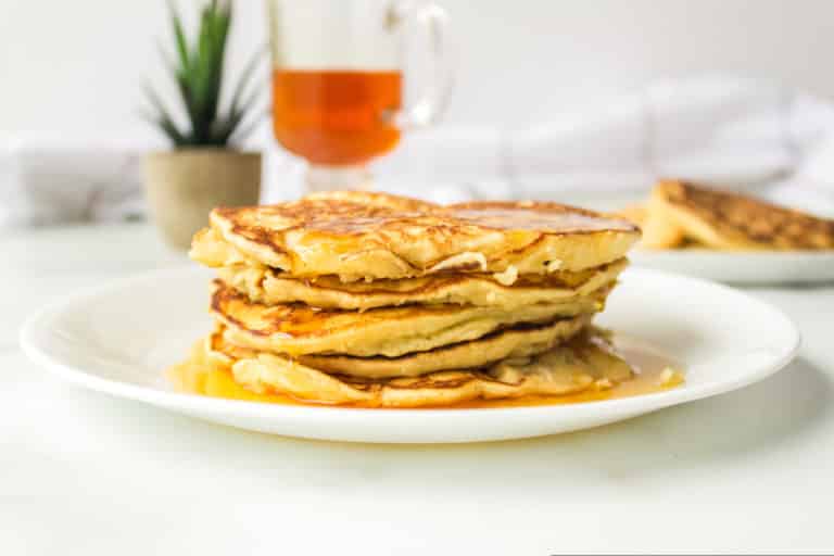 A stack of coconut milk pancakes