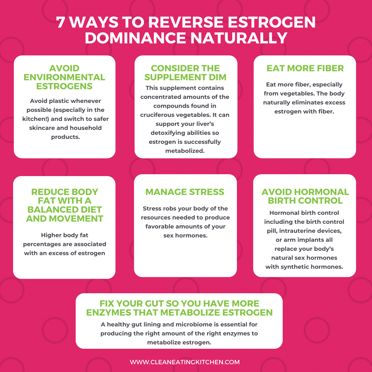 infographic on 7 ways to reverse estrogen dominance naturally