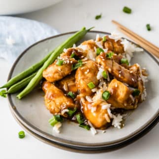 A plate of teriyaki chicken