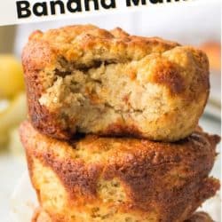 a stack of almond flour banana muffins