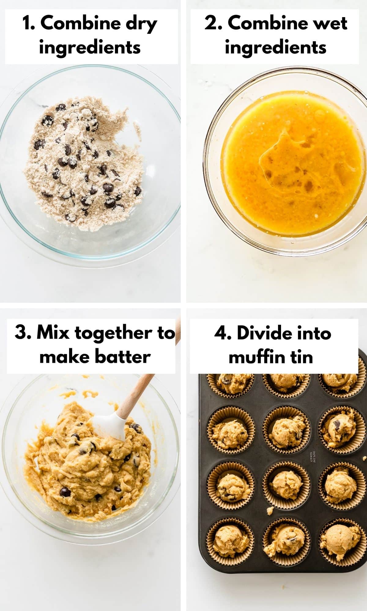 process photos for how to make coconut flour muffins