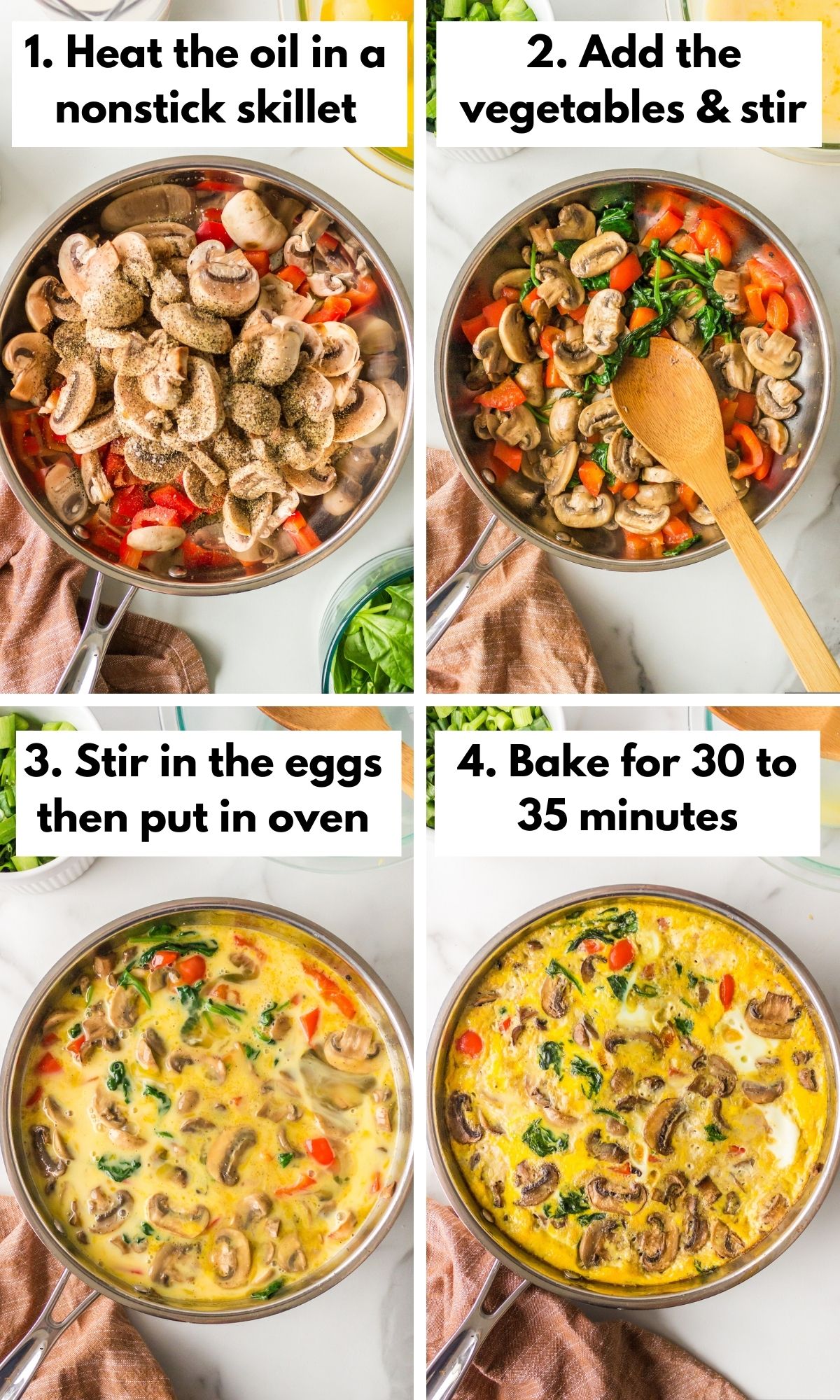 How to make a gluten and dairy free vegetable frittata in four photos.