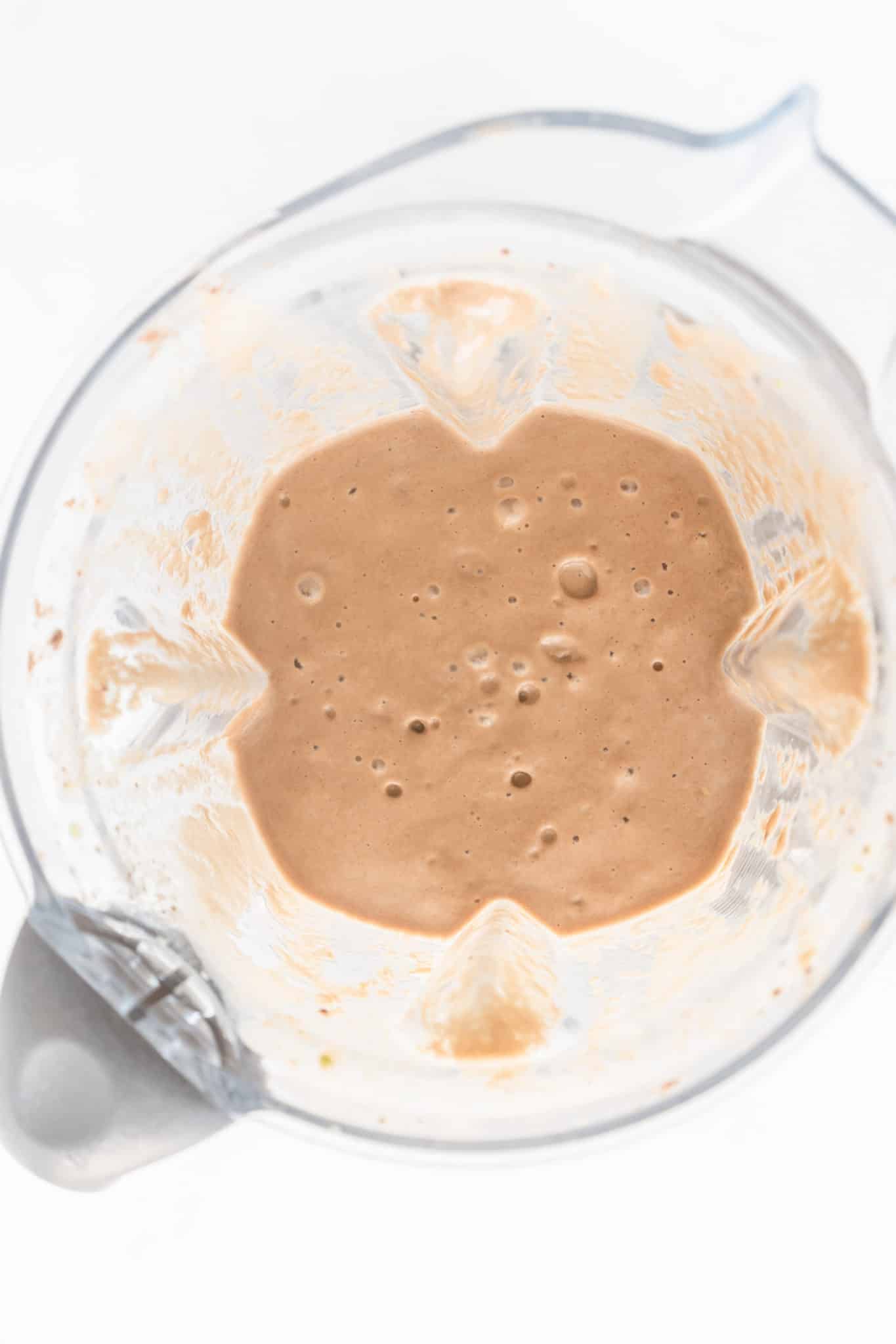 Chocolate smoothie in a blender