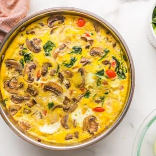 baked dairy free frittata in pan.
