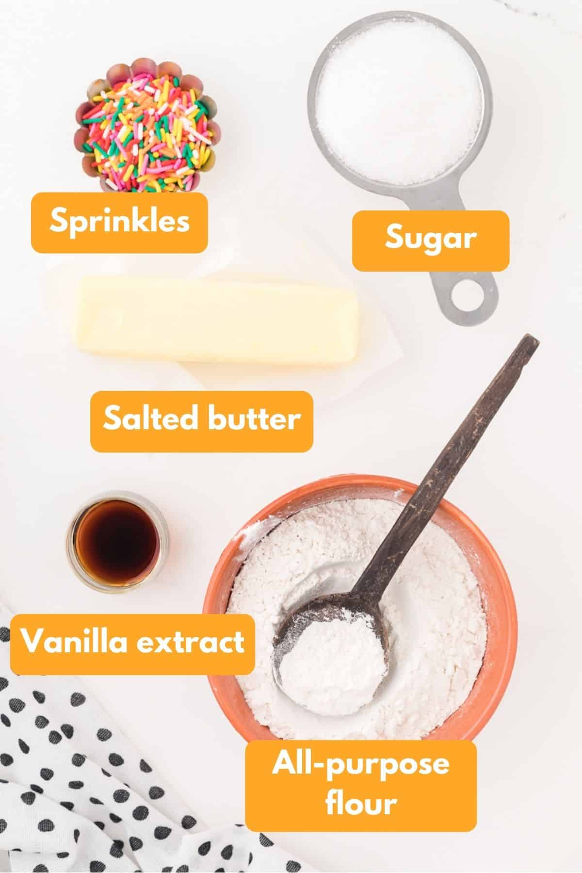 Ingredients for edible cookie dough
