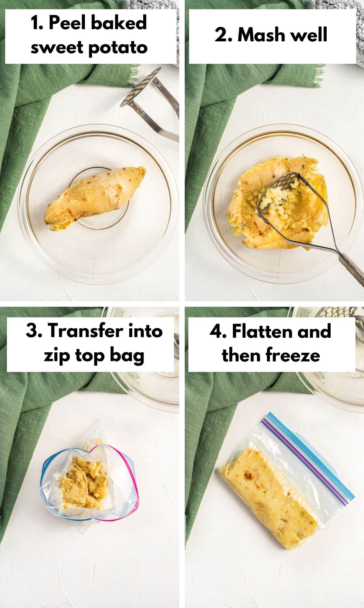 how to freeze mashed sweet potatoes