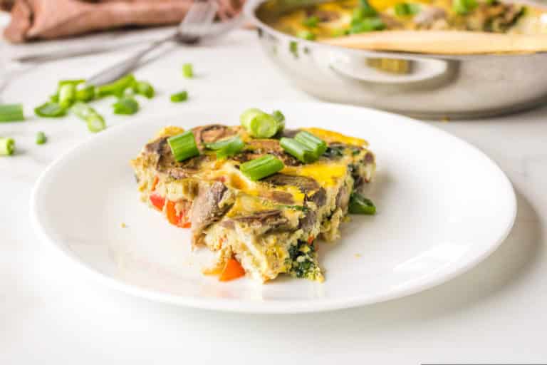 A slice of vegetable frittata