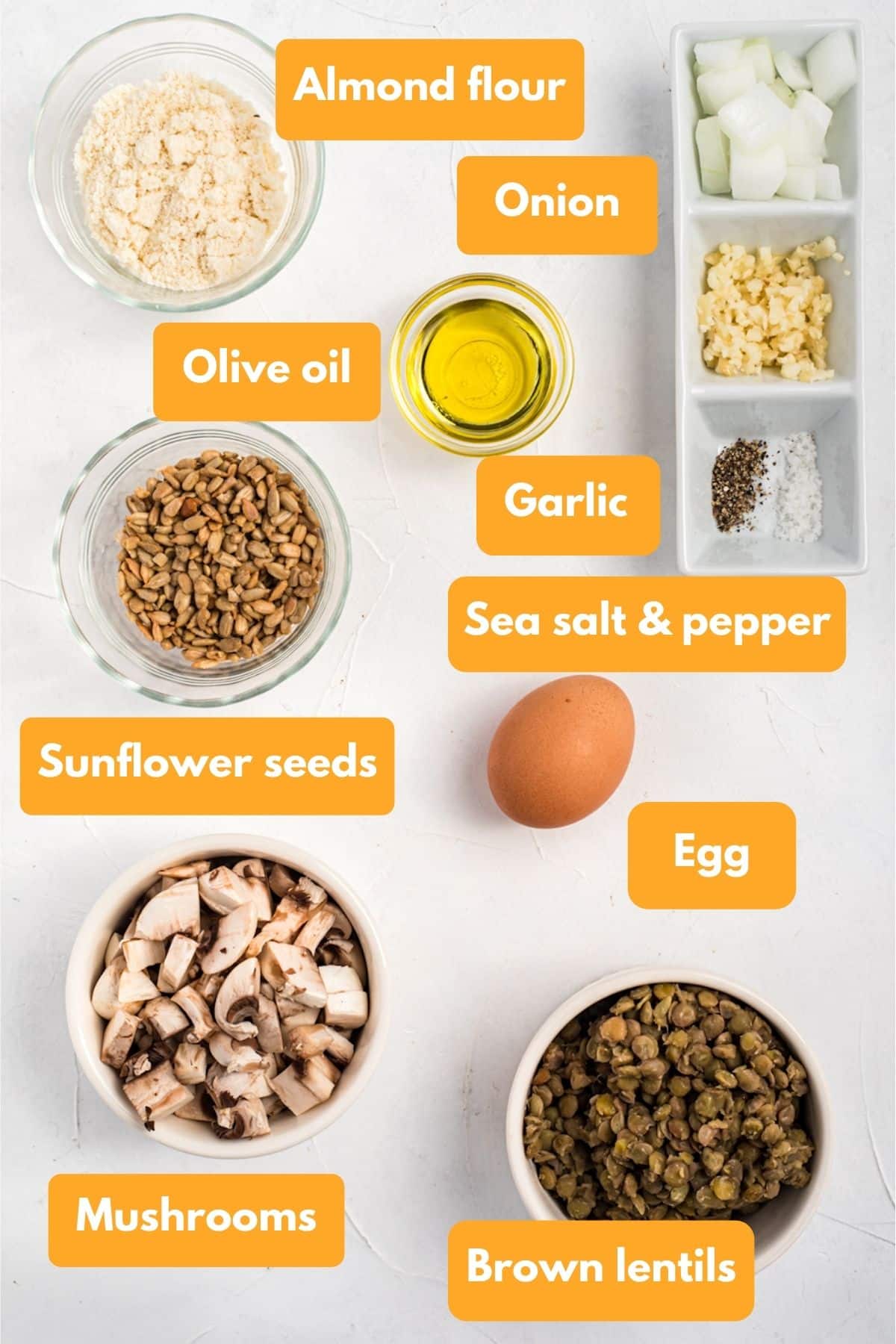 Ingredients for gluten free lentil burgers