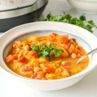 A bowl of vegan chickpea stew