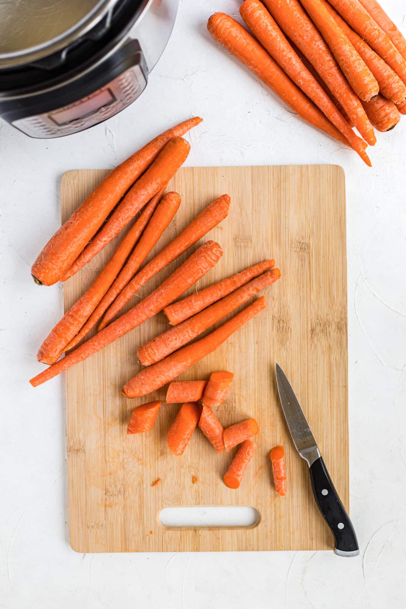 getting carrots ready for instant pot.