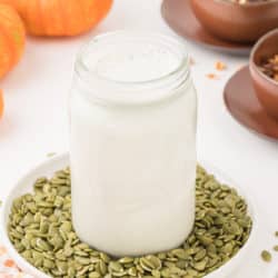 pumpkin seed milk in jar