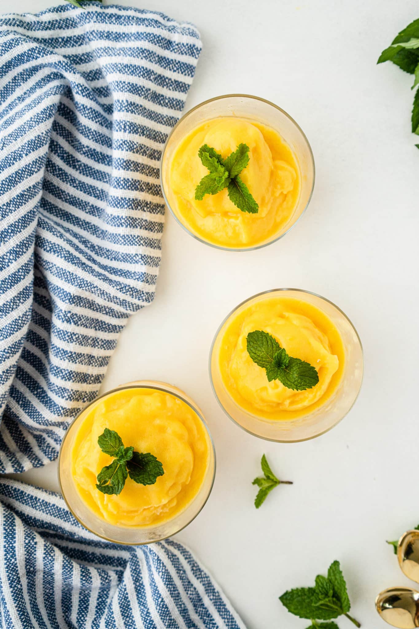 Mango sorbet in glasses