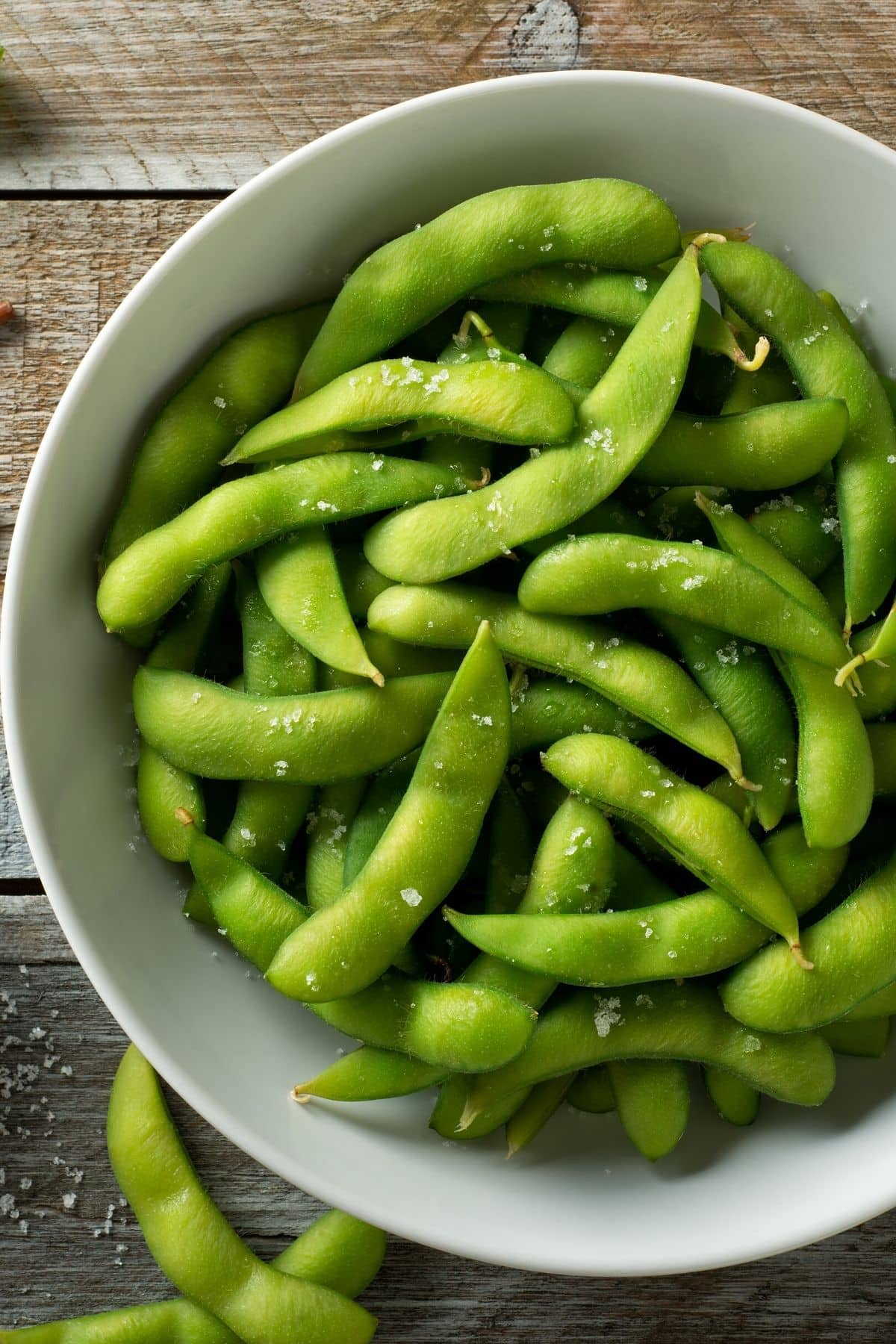 bowl of edamame on a table